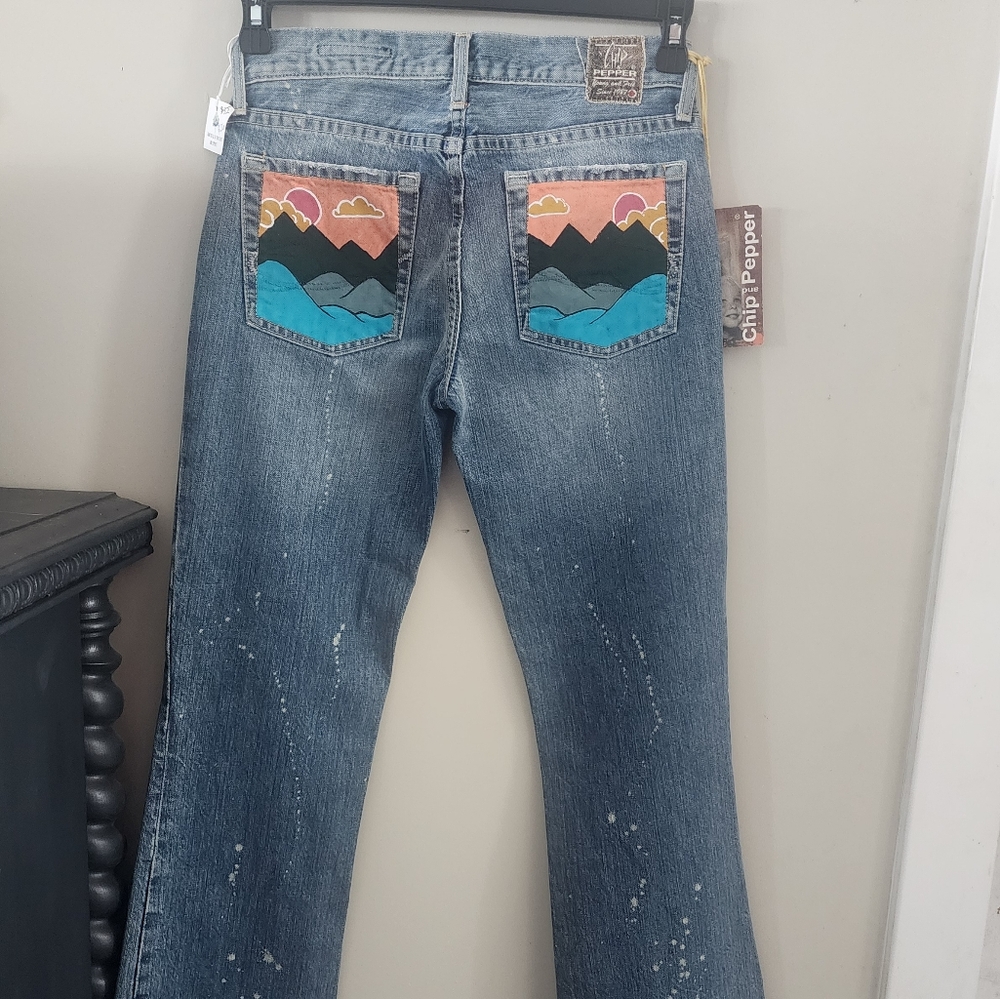 Chip And Pepper Women's Blue Jeans with Colorful Pocket Design